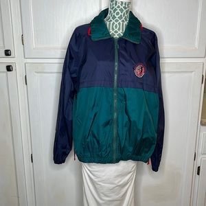 Vintage! Dunbrooke color block GOLF Windbreaker Men's L/XL Zipper Pocket Hood